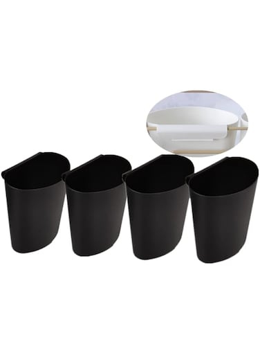 Rikyo 4Pcs Hanging Cup Holder,Rolling Cart Accessories,Plant Containers,Hanging Flower Pots,Space Saver,Storage Bucket,Pencil Holder,Make Up Pencil Holder Office,Kitchen Wall Organizer Decor (Black)