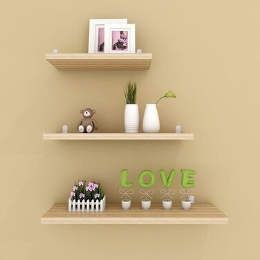 B&amp;S Wall Storage Shelves Set of 3 sizes Floating Shelfs, 1.8cm Thick