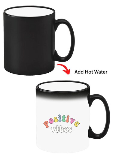 Color Changing Heat Sensitive Ceramic Mug, Image Revealed When HOT Liquid is Added! Positive Vibes