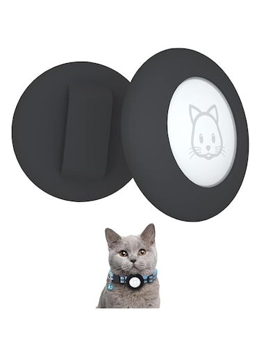 ZABEES Airtag Cat Collar Holder, Small Air tag Cat Collar Holder Compatible with Apple Airtag GPS Tracker, 2Pack Waterproof Case Cover for Cat Dog Pet Collar Within 3/8 inch (2 Black) (Black+black)