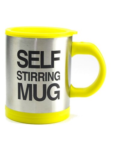 Self Auto Mixing And Self Stirring Mug Yellow/Silver
