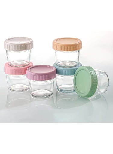 Paporich 6Pcs Jam Jars, Glass Containers, 3.5 oz Glass Storage Jar with Lid, Dipping Cup Set, Leak Proof Reusable for Lunch Boxes and Work Travel