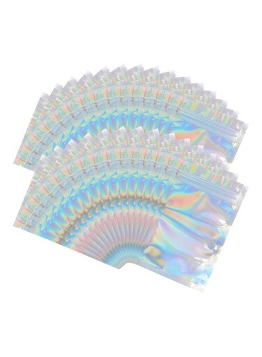 100-Piece Resealable Smell-Proof Foil Pouch Silver 10x18cm