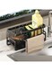 P PIPITA Kitchen Sink Caddy Organiser with Divider,Sink Caddy Sponge Holder for Kitchen Sink with Self Draining Tray,Dish Soap Scrubber Brush Dishcloth,Rustproof Stainless Steel (Black)