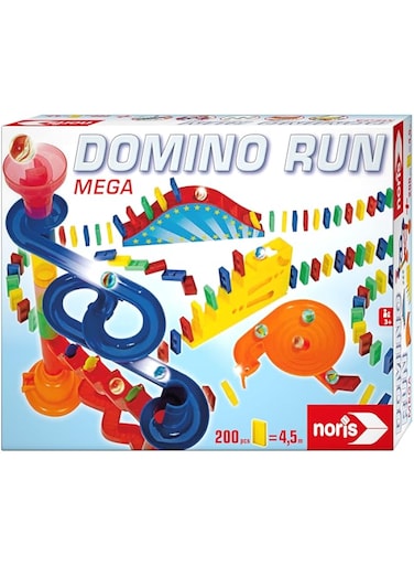 Noris 606062023 Domino Run Mega - Set of 200 Stones, Marbles, Marble Run and Other Accessories, from 3 Years