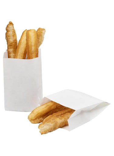 Restaurantware Bag Tek 5" x 3" x 8.75" Paper Bags For Snacks 100 Disposable French Fry Bags - Greaseproof For Popcorn Cookies Fries And More White Paper Kraft Snack Bags