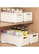 Generic Expandable Kitchen Storage Boxes Food Storage Container Drawer Organizers Boxes Plastic Countertop Bathroom Storage Boxes (2 Pcs Beige Small)