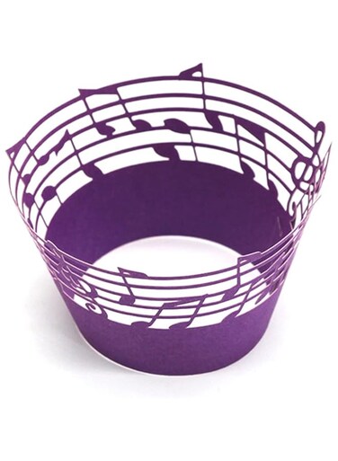 Young Wolf 50x Music Notes Cupcake Topper Wrappers Case (Purple)