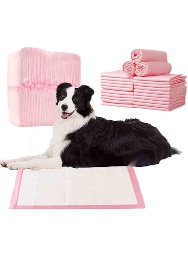 BEONE 25pcs/pack Pet Pee Pads, Thickening Disposable Absorbent Quick Drying Pee Pad for Pet Dogs Cats Potty Training Pads, 90X60cm, XL Size, Pink (Pink,90x60cm,25pcs/pack)
