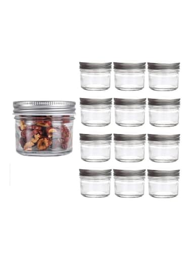 12-Piece Glass Jar With Lid Clear/Silver