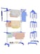 Moonmen Clothes Drying Rack with 4 Castors,Folding Movable Clothes Rail Storage Rack, 4 Tier Clothes Horses Rack Laundry Garment Dryer Stand (Blue)
