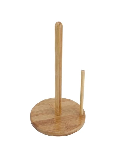 FITTO Bamboo Paper Towel Roll Holder, Countertop Kitchen Paper Roll Holder with Non-Slip Base, Natural and Durable Design for Kitchen Paper, Foil, and Cling Film Storage