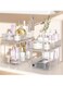 2Pcs 2-Tier Clear Bathroom Under Sink Organizers and Storage,Snap-Lock Pull Out Bathroom Medicine Cabinet Organizer,Multi-Purpose Kitchen Pantry Organizer and Storage with Movable Divider