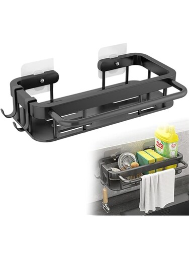 Khazna Kitchen Sink Storage Shelf, Stainless Steel Kitchen Faucet Sponge Holder, Kitchen Washing up Organiser, Kitchen Multifunctional Sink Caddy Removable Kitchen Sink Organiser