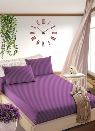 Faded Purple Extra Deep Pocket Sheets Cotton 3 Piece Bed Sheet Set 180x200+35cm