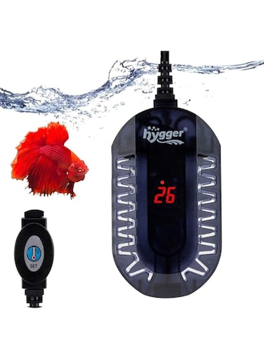 hygger Mini Glass Aquarium Heater Adjustable LED Digital Temperature Display Small Tank Heater for Turtle Betta Fish Bowl with Protective Guard(100W)