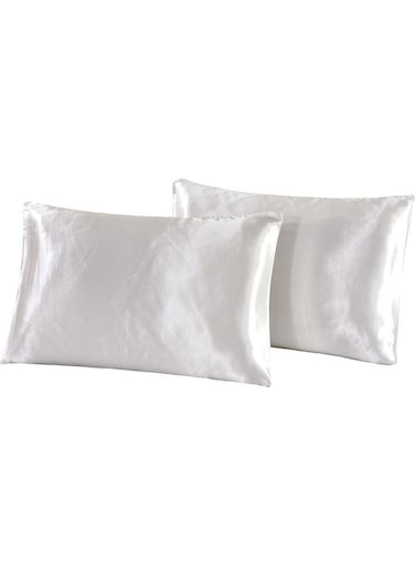 Simple Solid Colour Pillow Case Cover Silk White 51 x 76cm