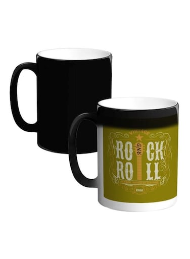 Rock And Roll Printed Magic Coffee Mug White/Green 12ounce
