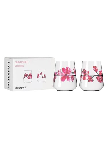 2-Piece Crystal Round Glass Set 500ml   For Water, Juice &amp; Drinks   Gift Box   Made in Germany