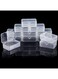 DELFINO 12 Pack Clear Plastic Beads Storage Containers Box with Hinged Lid for Beads and More, Mini Plastic Storage Containers with Lids for Small Items and Other Craft Projects Rectangular