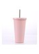 Art Stainless Steel Insulated Coffee Tumbler Cup with Lid and Straw Pink 17.5x6.5x10cm
