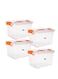 4pcs Plastic Storage Boxes 13L Clear Stackable Containers With Lockable Lids Transparent Box for Storing Toys, Shoes, Kitchen Items, Snacks, Tools, Medicine