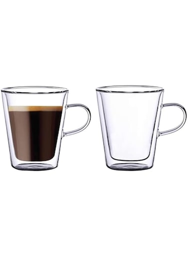 BLACKSTONE Double Wall Glass Tumbler Cups, suitable for Tea or coffee, coffee cups 2PC SET (100 ML) - DH407