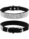 Haoyueer Rhinestone Dog Collar, Cute Dazzling Sparkling Soft Suede Leather Dog Cat Rhinestone Collar Crystal Diamond Pet Dog Puppy Collar(Black,L fit Neck 38-46 cm)