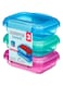 Sistema Lunch Food Storage Containers With Contrasting Clips, Green/Pink/Blue, 200 ml, Pack Of 3 6.7oz, 41524