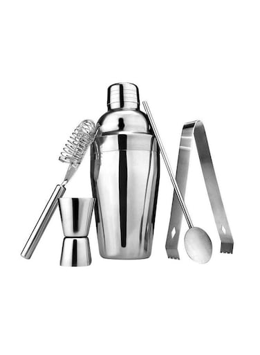 5-Piece Stainless Steel Cocktail Shaker Set Silver