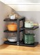 Kitchen Storage Pot Rack - Stainless Steel, 3-Layer Plus 2-Layer Under-Sink Cabinet Organizer, Countertop and Floor Storage Corner Rack