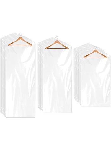Sliverdew 30 Pack Plastic Dry Cleaning Bags Clear Garment Bags for Hanging Clothes 3 Sizes Clothes Covers Dust-proof Clothing Protector Covers for Coat Shirt Jacket