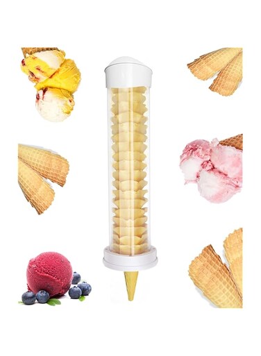 KUNHEWUHUA Ice Cream Cone Dispenser-16&rsquo;&rsquo;L x 3&rsquo;&rsquo; Dia Plastic Tube with 1.6-2.6ins 2.4-3 ins gasket