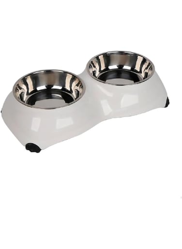 Pawsitiv "4 Paw" Dinner Set Bowls - Medium - White350ml+ 350ml