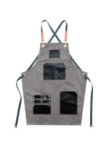 BingWS Aprons Apron Male and Female Barista Work Apron Adjustable Neckband Kitchen Chef Apron Professional Quality Apron (Color : Gray, Size : 60 * 80cm)