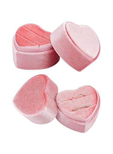 KASTWAVE Heart Shaped Ring Box Set of 2 Elegant Jewelry Cases for Engagement Wedding Birthday and