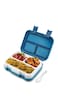 NIXUIO Bento Lunch Box Plastic [3 Compartments] For Adults, Kids With a Spork, Removable Inner Tray - Safe Microwave Dishwasher Freezer - BPA Free, Leakproof, Snack Box for School [Blue, 1180 ML]