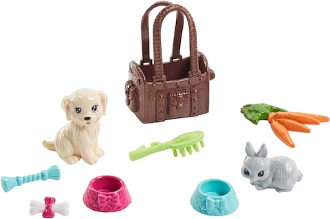 Barbie Doll With Puppy, Bunny And 7 Themed Pieces
