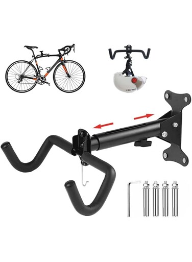 TOYBY Bike Wall Mount Hanger,Horizontal Bicycle Indoor Storage Rack,Cycling Wall Mounted Holder Hook, Adjustable Bike Hook, Hang Your Road, Mountain or Hybrid Bikes in Garage or Home