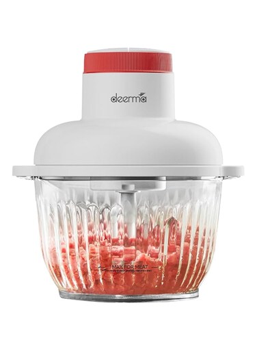 Deerma JR10W Multifunctional Meat Grinder, Electric Food Chopper 2L Capacity, Glass Meat Mincer with Powerful Motor, Dual Speed Adjustable Control, Four Leaf Whirlwind Sharp Blade
