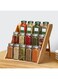 MuHadJiya Spice Rack Organizer for Cabinet Spice Drawer Holder 3 Tier Step Shelf Cabinet Stand,Countertop Organizer for Kitchen Spice Holder Kitchen Seasoning Rack (Wooden-3 Tier)