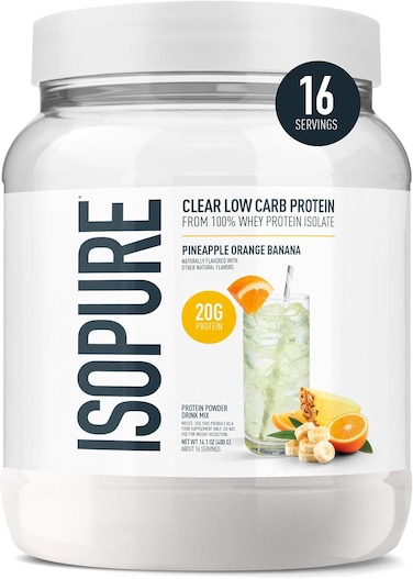 Isopure Protein Powder, Gluten Free, Whey Protein Isolate, Post Workout Recovery Drink Mix, Prime, Infusions- Pineapple Orange Banana, 16 Servings