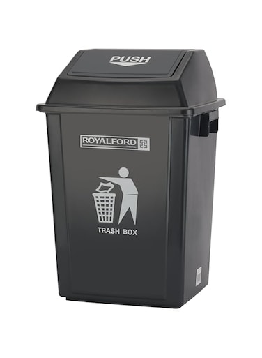Royalford Flip Top Waste Bins Large With Swing Lid Durable Plastic White 40L RF12399