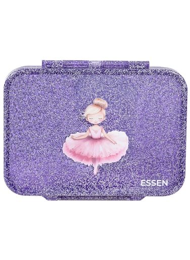 Essen Tritan Bento Lunch Box for Kids Girls - Purple Glitter Ballerina