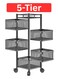 5-Tier Rotating Kitchen Storage Rack with Wheels, Metal Mesh Fruit &amp; Vegetable Storage Basket Cart, Onion Potato Organizer, Rolling Kitchen Trolley, Pantry Storage Rack for Fruits, Vegetables, Snacks, Bathroom &amp; Laundry