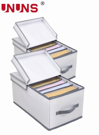 Foldable Storage Bin,2 Pack Collapsible Covered Boxes For Clothes In Closet,Easy To Carry,Wardrobe Organizer