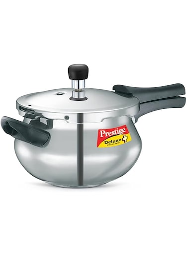 Prestige Deluxe Plus Mini Handi Polished Pressure Cooker 3 Ltr   Aluminium Cooker with Lid