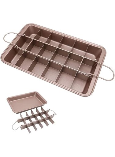 Oasisgalore Brownie Pan with Dividers, Non-Stick Backing Pan, Brownie Pan, Lasagna Pan, Brownie Trays,Muffin and Cupcake Pan for Baking, Brownie Bites - 12 X 8 X 2 Inches