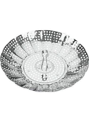 Stainless Steel Vegetable/Veggie Steamer Basket For Instant Cooking Pot With Handle And Legs, Foldable Food Container For Fish Oyster Crab Seafood Dumpling 5.5 x 14.7 x 17 cm