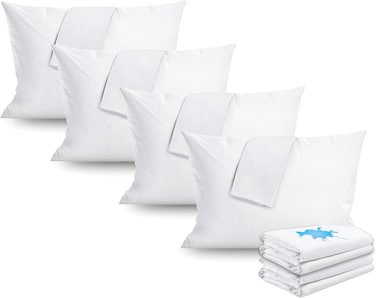 CRAFT Foamcraft Waterproof Pillow Protectors - Zippered Pillow Covers (4 Pack, 50 x 70cm)